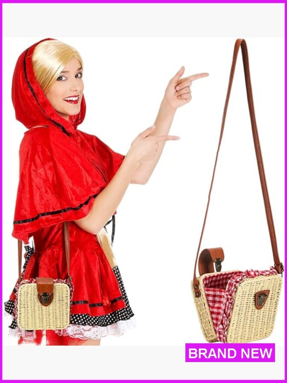 Wicker Basket Crossbody Bag Clutch Rattan Straw Handbag Picnic Party Costume